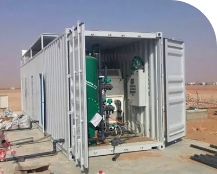 Containerized modular water treatment system designed for scalable and customizable deployment, supporting decentralized infrastructure and flexible capacity expansion.